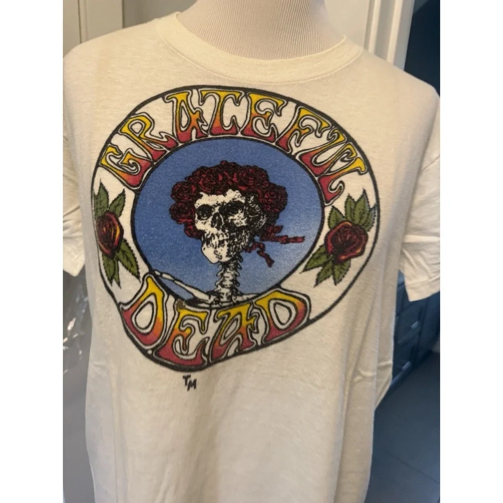 Vtg 70s GRATEFUL DEAD BERTHA Tour T-Shirt Skeleton rare XL Some Faded‎ Area mens